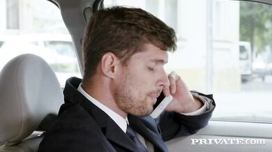 He is preparing his big dick for her pussy