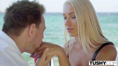 Slim blonde with small tits Angelika Grays got fucked on beach