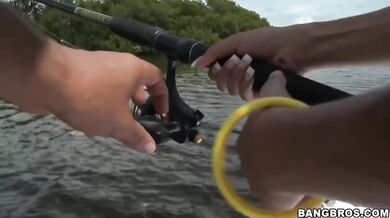 Amia Miley's petite body takes a massive dick in a boat ride and blow it