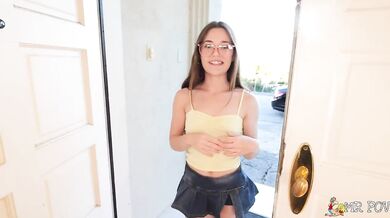 Juniper Ren gets her tight pussy stretched and jizzed in reverse cowgirl POV