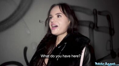 Sexy brunette with small tits and a big appetite