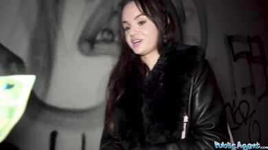 Sexy brunette with small tits and a big appetite