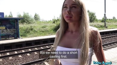 Wild college student's public sex fantasy comes true at train station