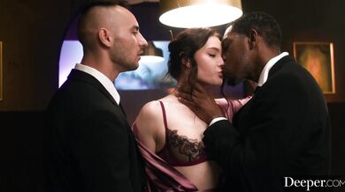 Horny nymph arch her back as two cocks hammer her into a deep, double gape.