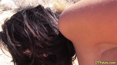 Desert heat leads to a passionate and sweat soaked outdoor pounding