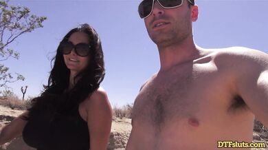 Desert heat leads to a passionate and sweat soaked outdoor pounding