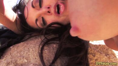 Desert heat leads to a passionate and sweat soaked outdoor pounding