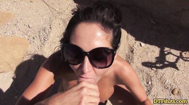 Desert heat leads to a passionate and sweat soaked outdoor pounding