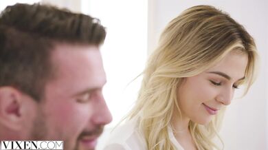 Horny legal assistant sucks clients dick and takes a creampie on the desk