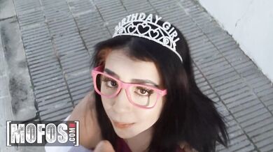 This horny birthday girl takes a high-velocity pounding on the side of the road