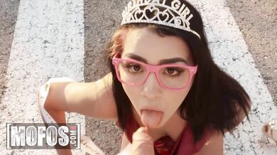 This horny birthday girl takes a high-velocity pounding on the side of the road