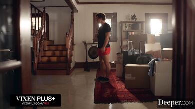 Lena explores her submissive side with a firm hand and a deep thrusting session