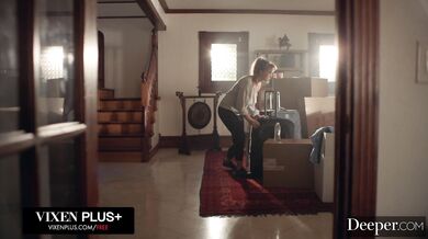 Lena explores her submissive side with a firm hand and a deep thrusting session