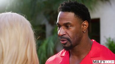 This blonde MILF forgets the neighbors and focuses on the massive black member inside her pussy