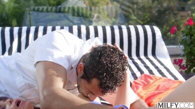 This curvy MILF loves to be on top, especially when she’s riding a stud next to the pool
