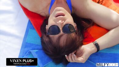 This curvy MILF loves to be on top, especially when she’s riding a stud next to the pool